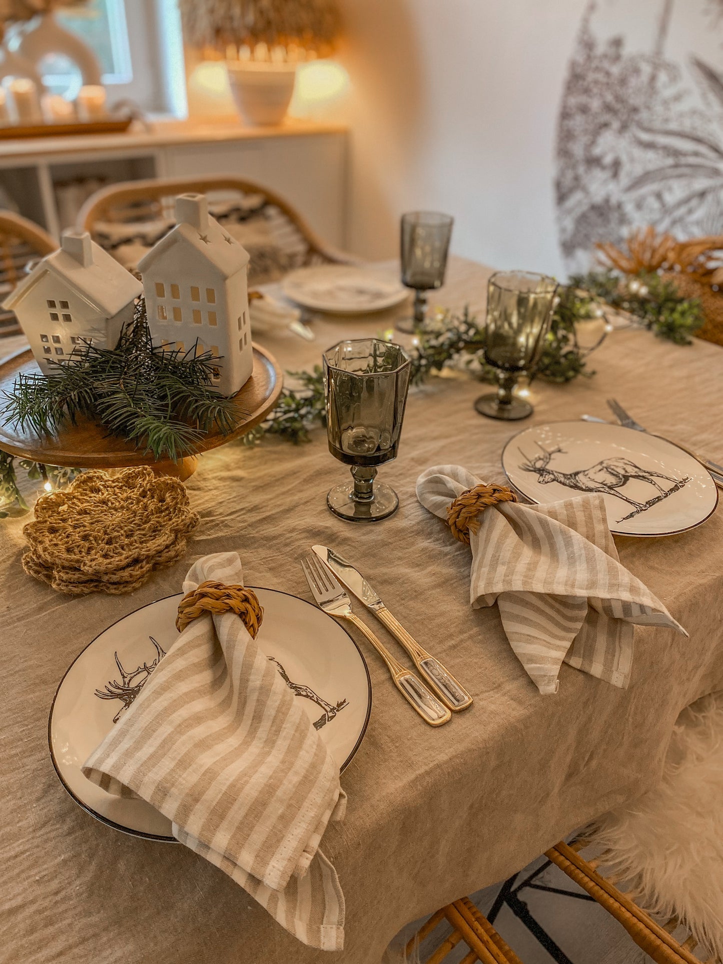 Linen Tablecloth and Napkins. Custom order for Francesca