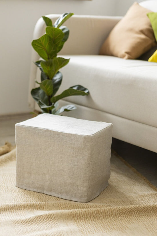 Linen ottoman cover in various colors - Easy Linen Crafts