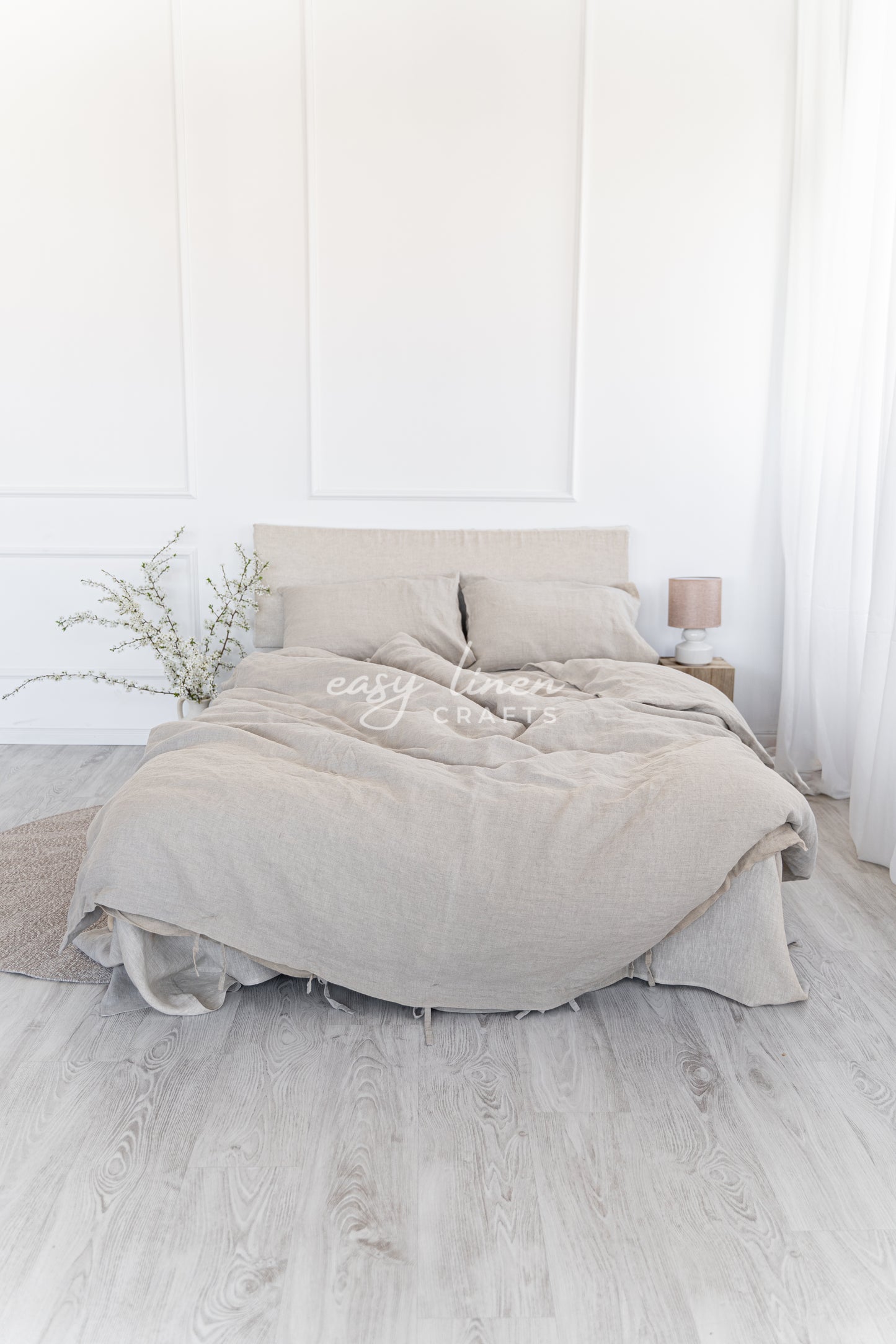 Linen bedding set: linen duvet cover with ties + 2 linen pillowcases