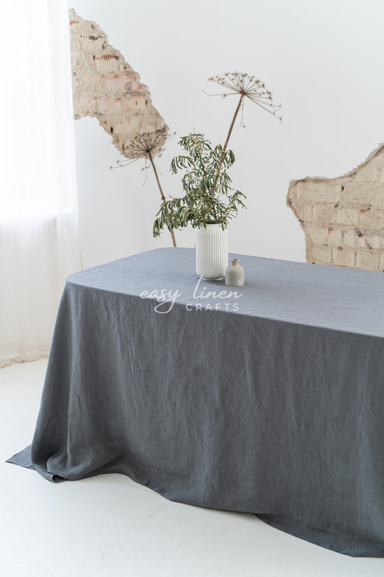 Linen tablecloth in Dark Grey color. Custom sizes available