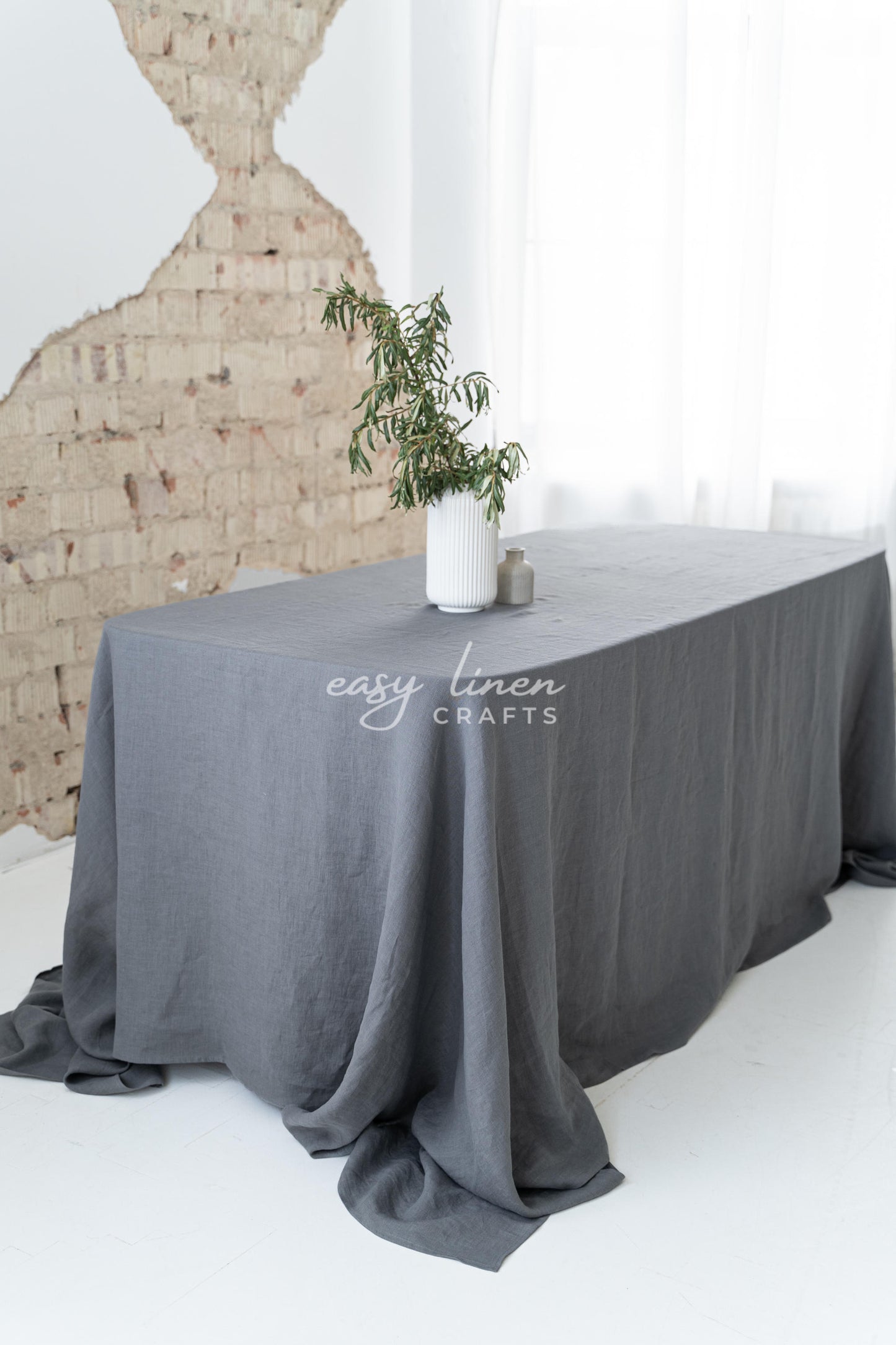 Linen tablecloth in Dark Grey color. Custom sizes available