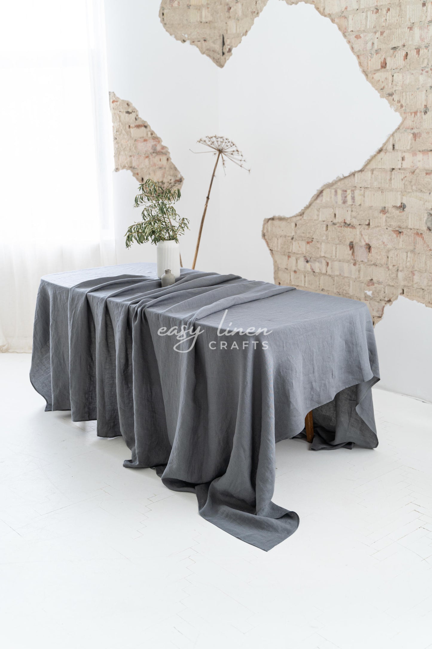 Linen tablecloth in Dark Grey color. Custom sizes available