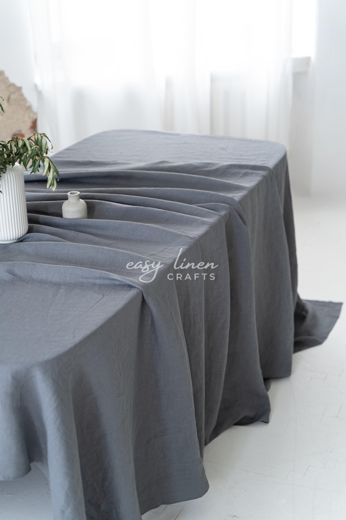 Linen tablecloth in Dark Grey color. Custom sizes available