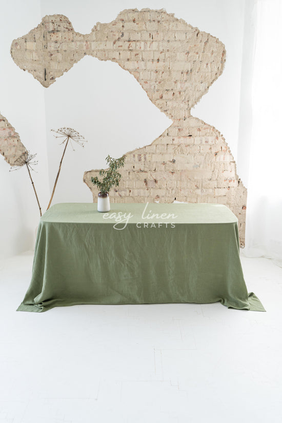 Linen tablecloth in Khaki Green color. Custom sizes available