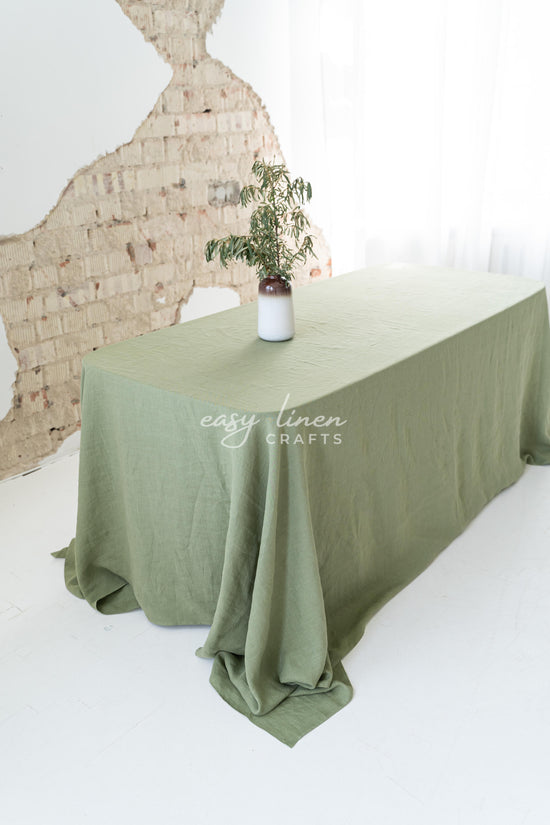 Linen tablecloth in Khaki Green color. Custom sizes available