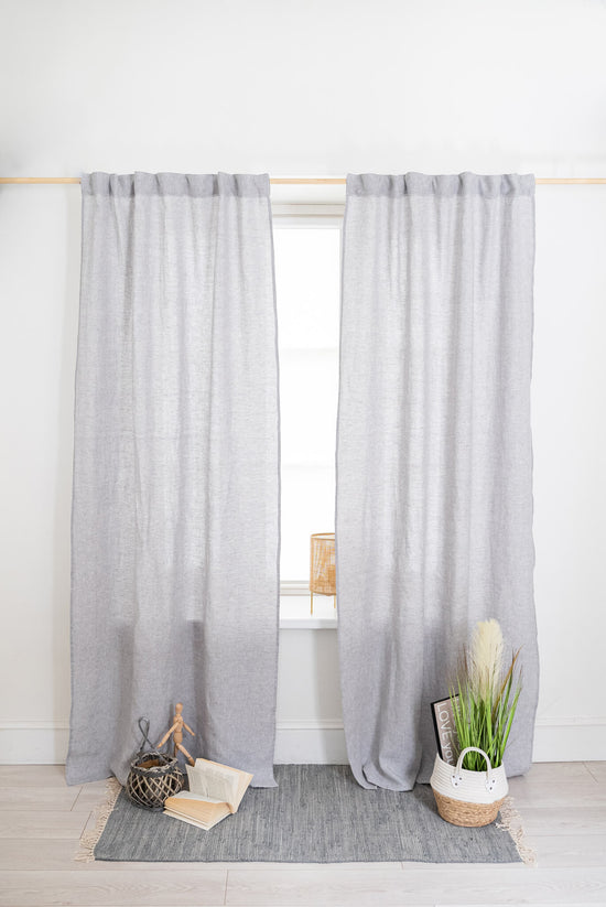 Set of 2 linen curtains with multifunctional tape (1pair) - Easy Linen Crafts