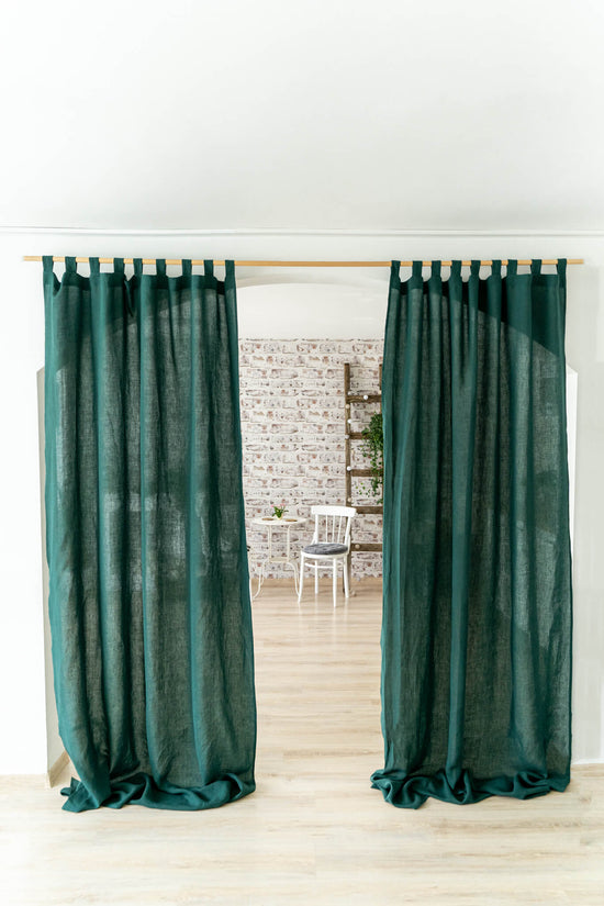 Set of 2 tab top linen curtain panels in various colors (1 pair)