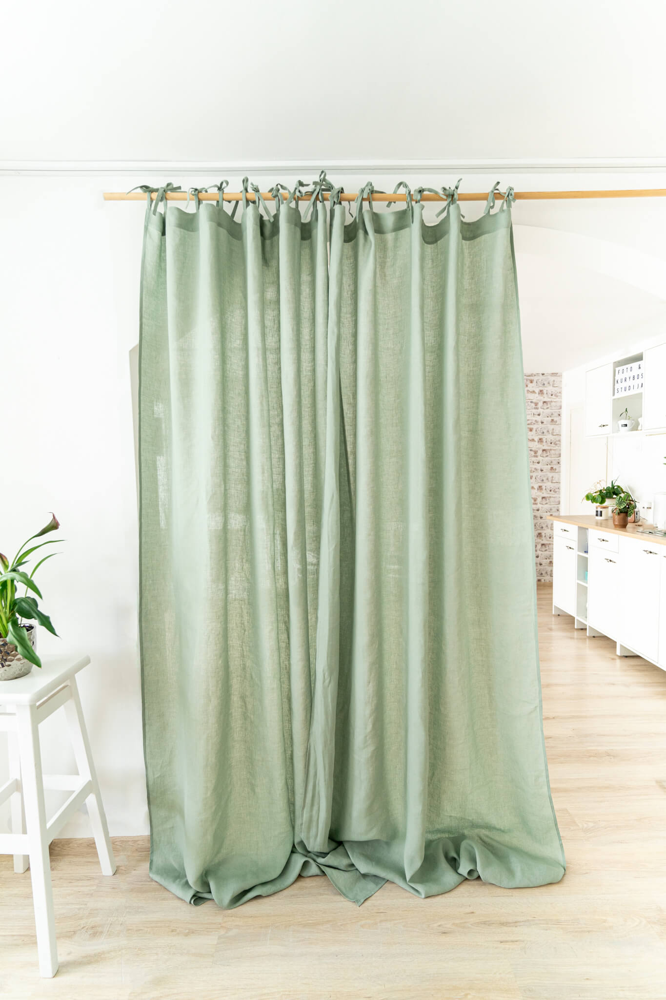 Set of 2 linen curtain panels with tie top 135cm/ 51" Width (1 pair) - Easy Linen Crafts