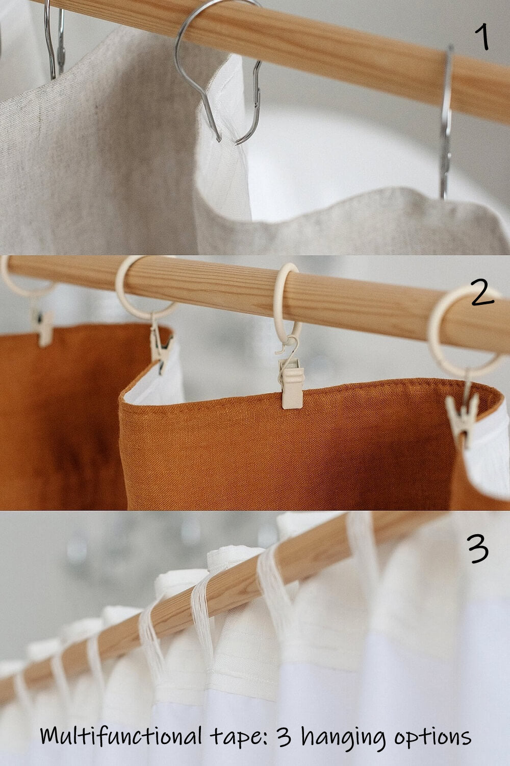 Exclusive Fabrics Heavy Natural Linen Curtain - Multiway Hanging Tape