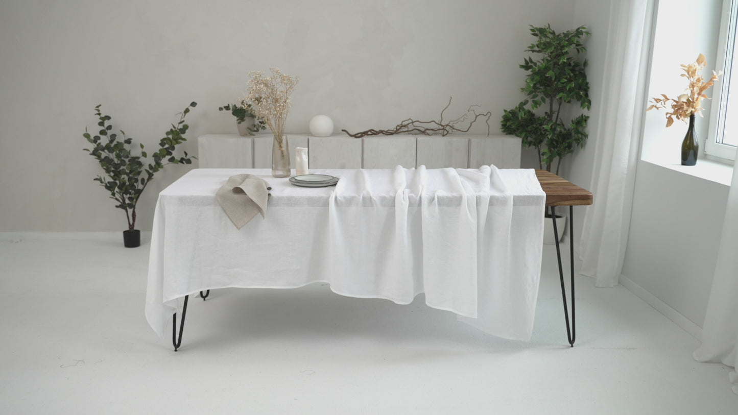 Load and play video in Gallery viewer, White linen tablecloth
