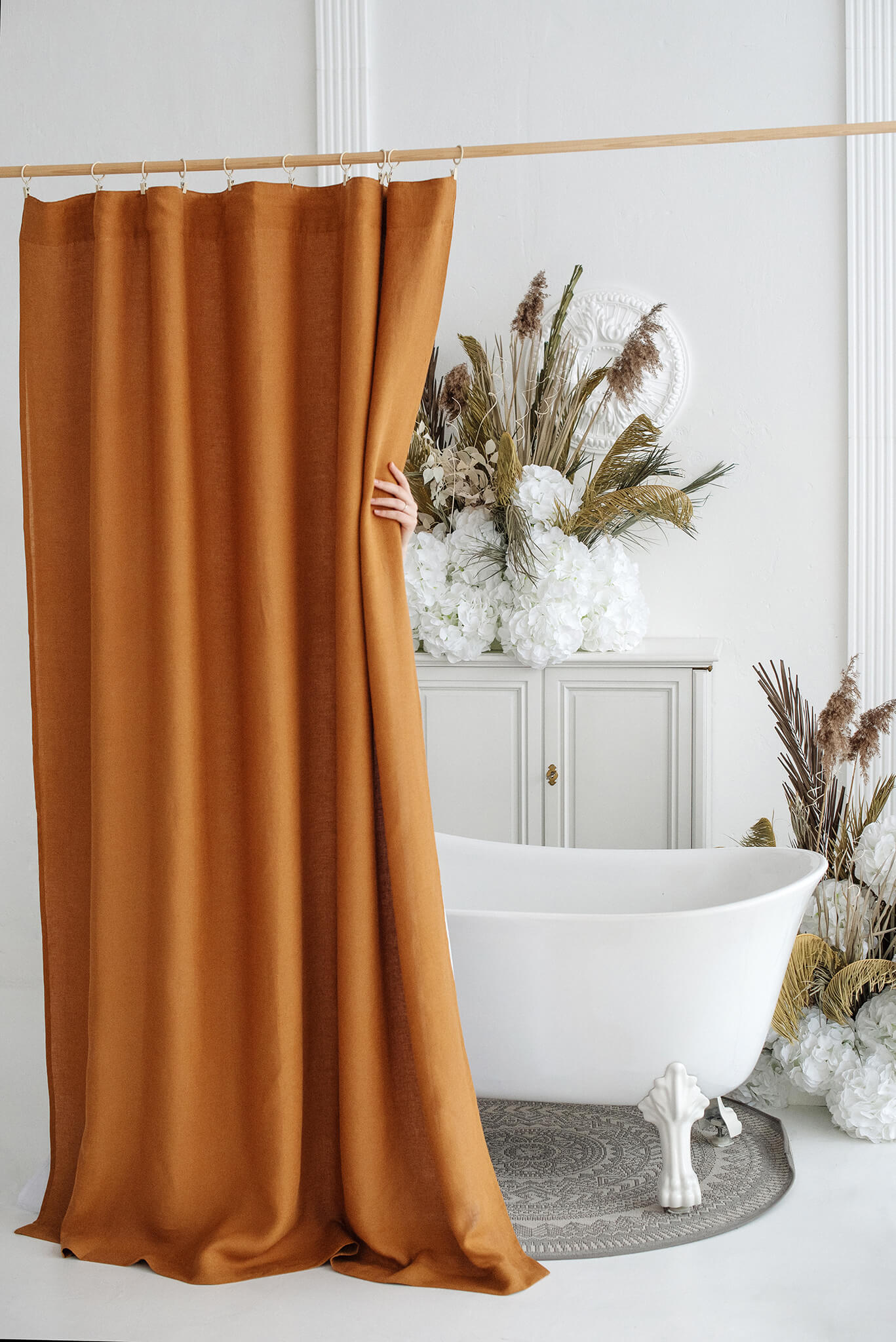 Orange Fern 2024 Design Shower Curtain