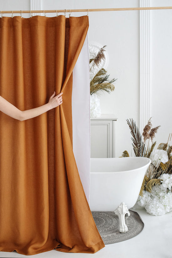 59''/150cm width waterproof linen shower curtain in various colors