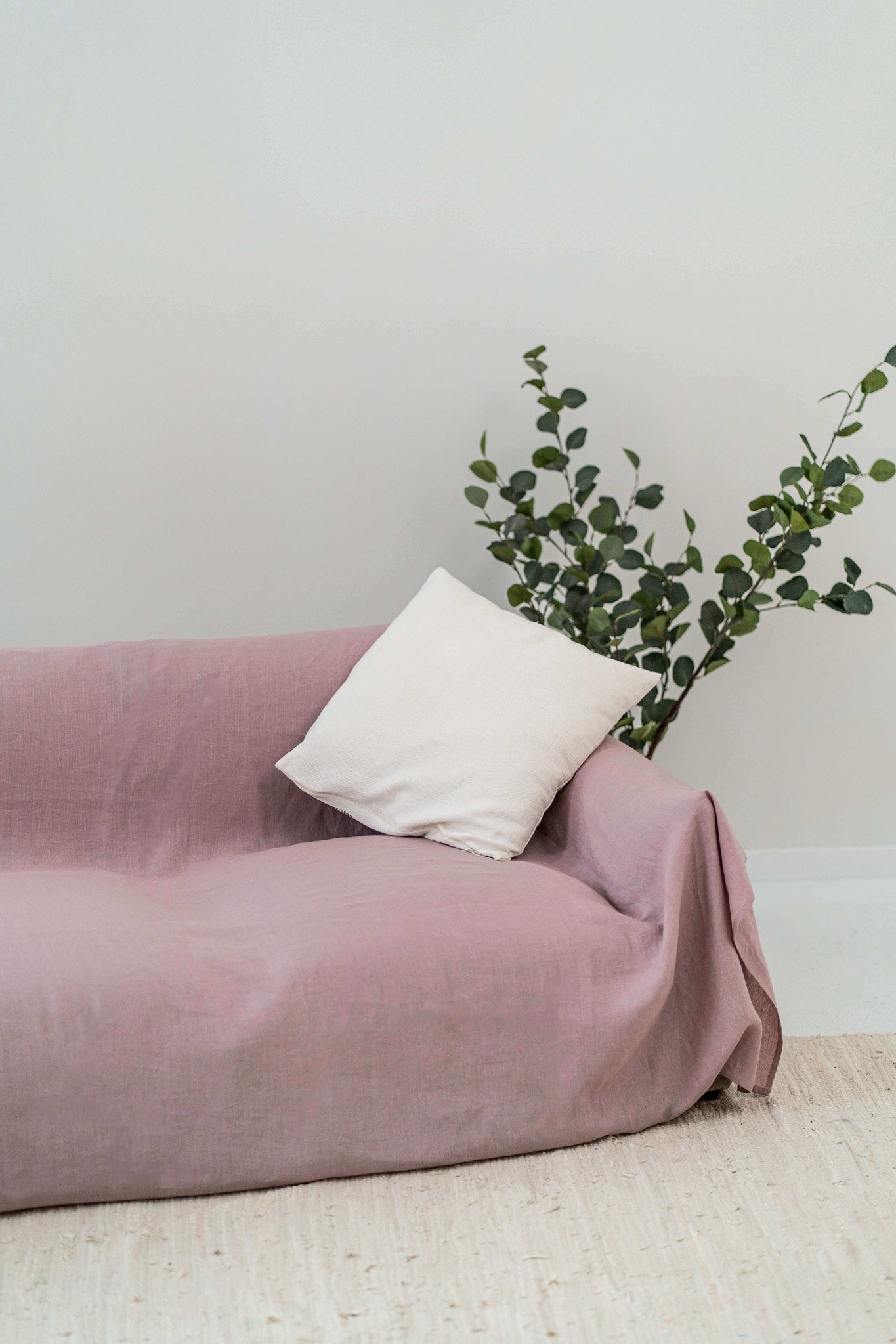 Dusty Rose linen couch cover