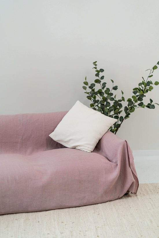 Dusty Rose linen couch cover