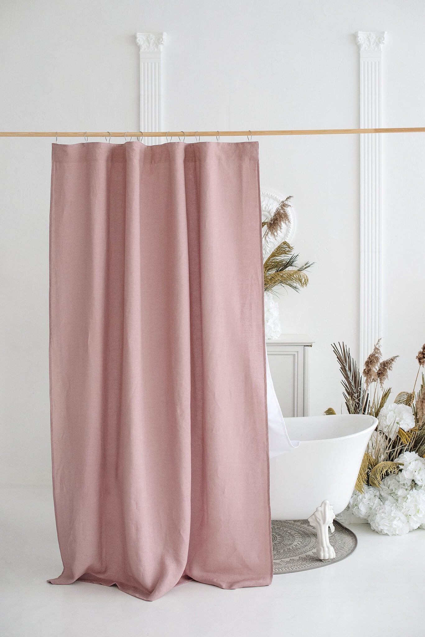 109''/277cm width waterproof linen shower curtain in various colors