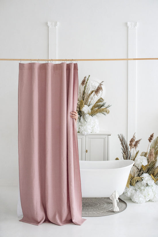 39''/100cm width waterproof linen shower drape in various colors