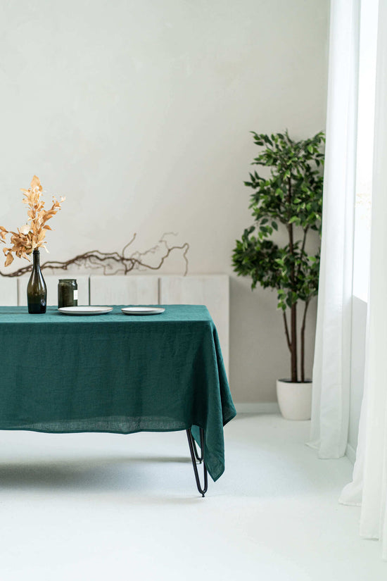 Emerald Green linen tablecloth