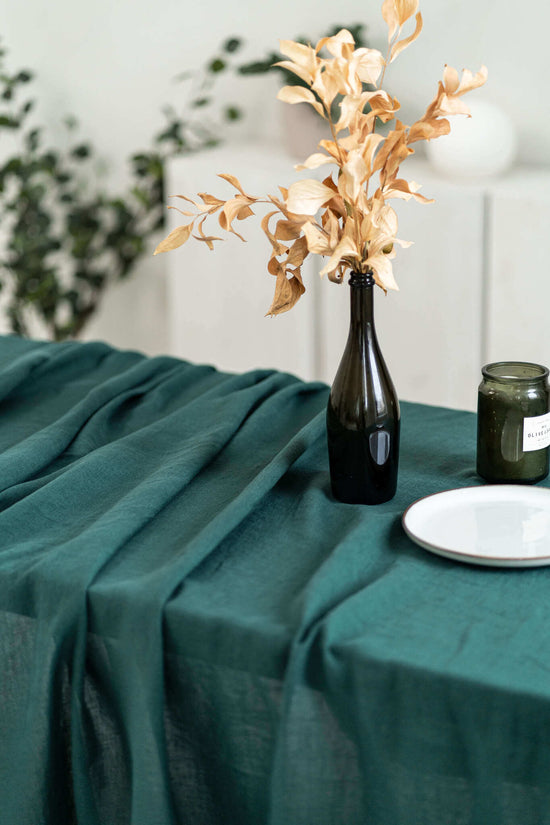 Emerald Green linen tablecloth