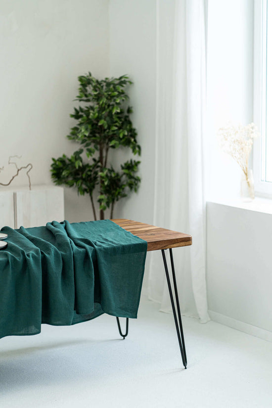 Emerald Green linen tablecloth