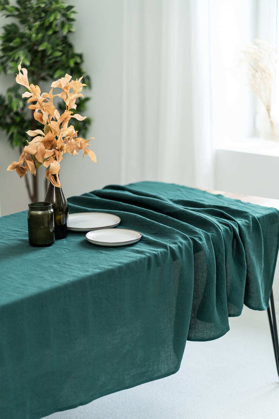 Emerald Green linen tablecloth