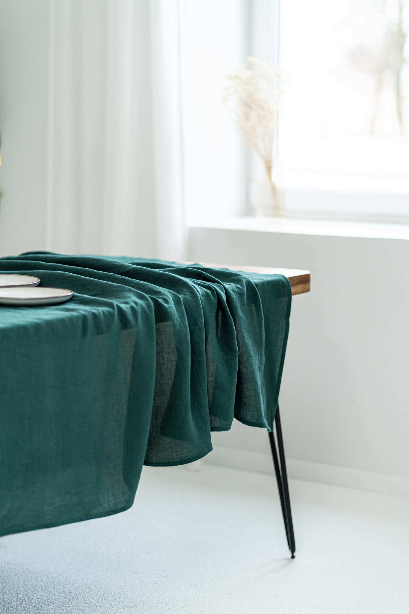 Emerald Green linen tablecloth