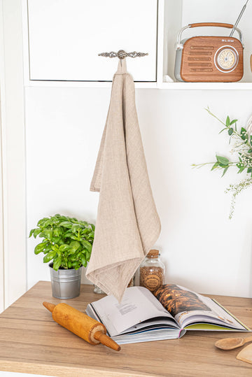 Natural Linen Tea Towel Set - Natural Grey Hand Towels - Softened