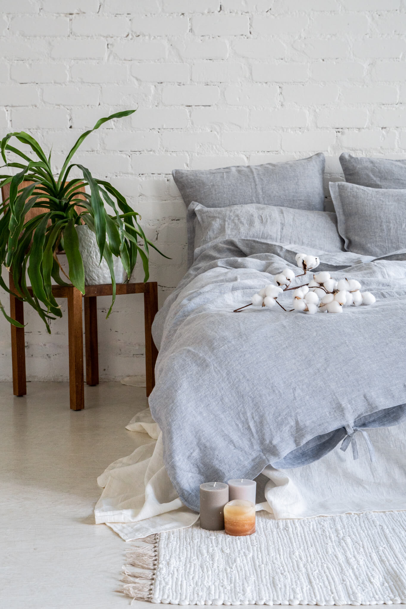 Linen duvet cover in Melange Gray color