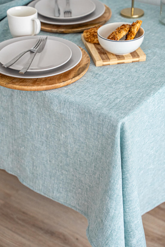 Melange Green linen tablecloth