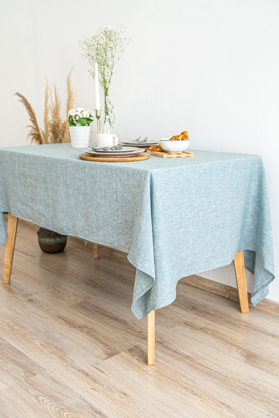 Melange Green linen tablecloth