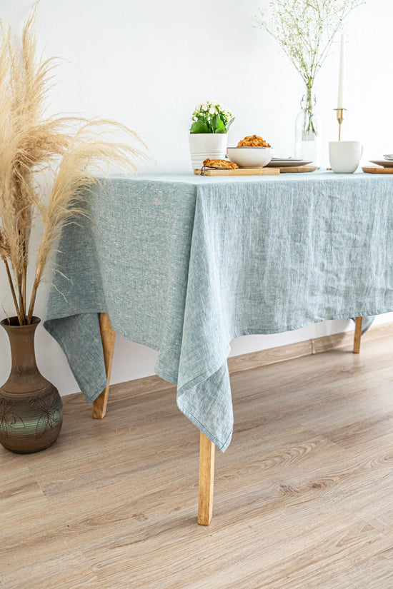 Melange Green linen tablecloth