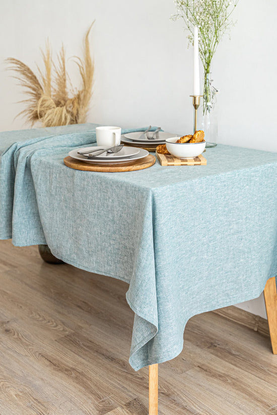 Melange Green linen tablecloth