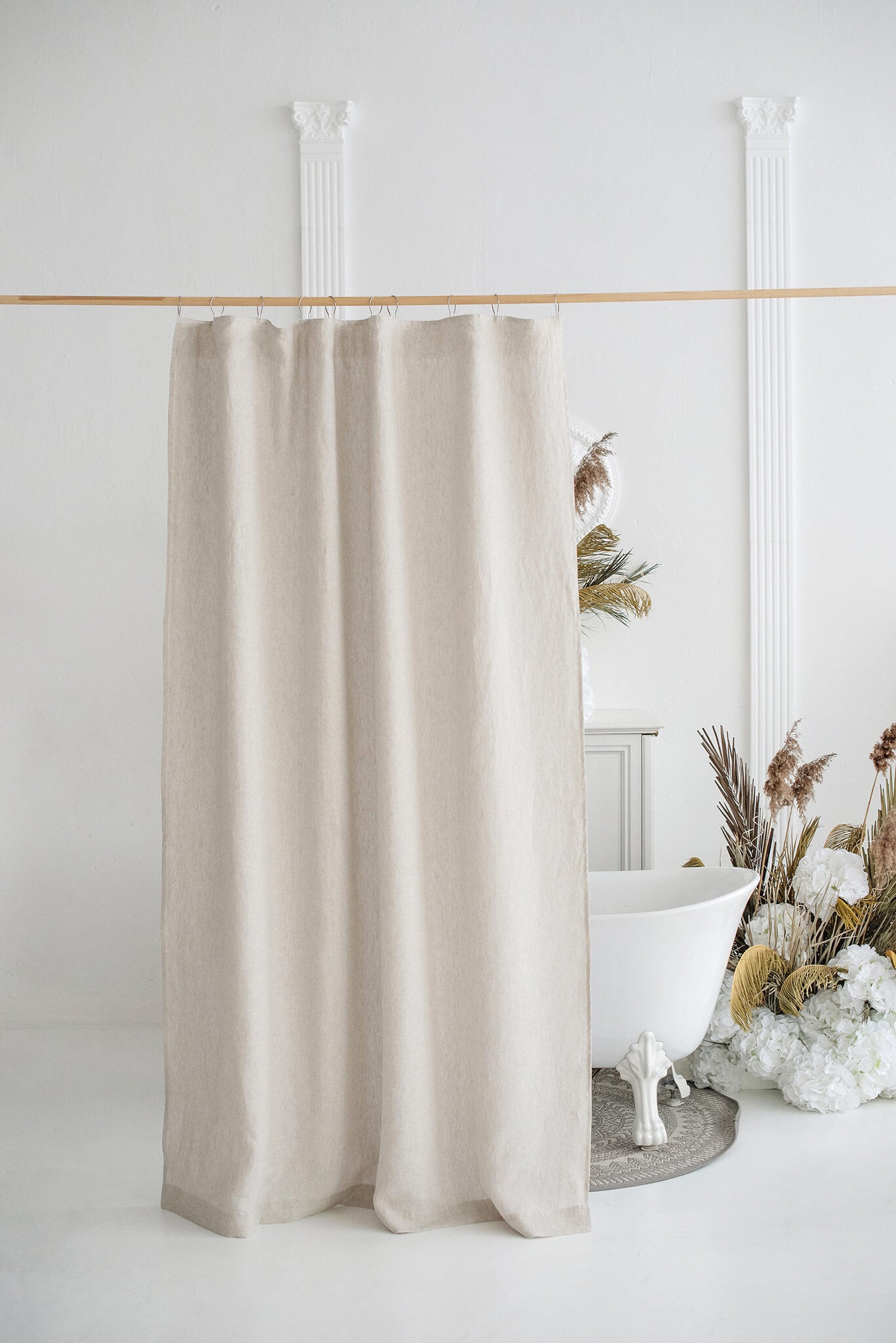 79''/200cm width waterproof linen shower curtain in various colors