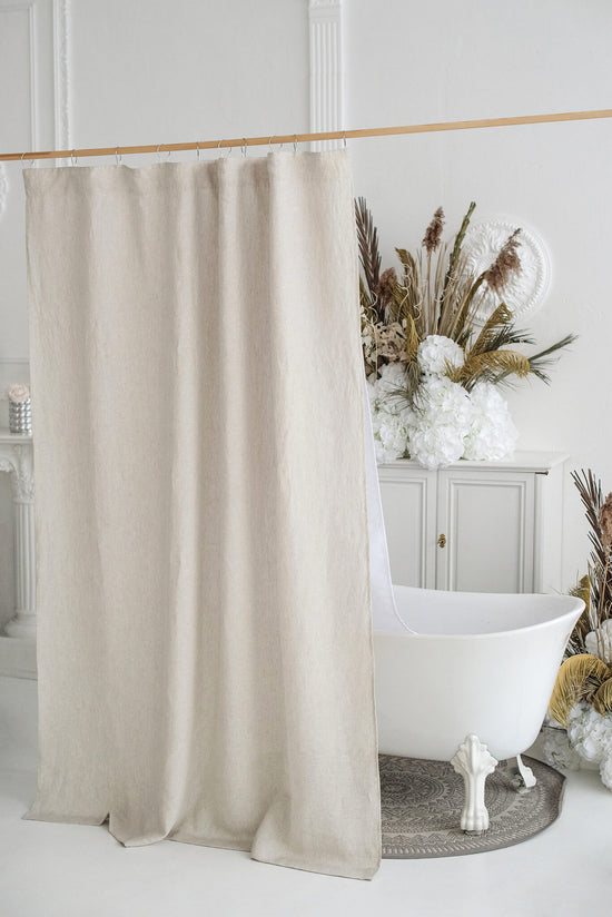 59''/150cm width waterproof linen shower drape in various colors