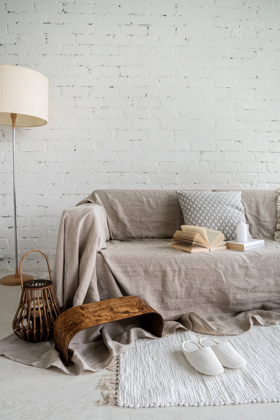 Natural linen slipcover for sofa