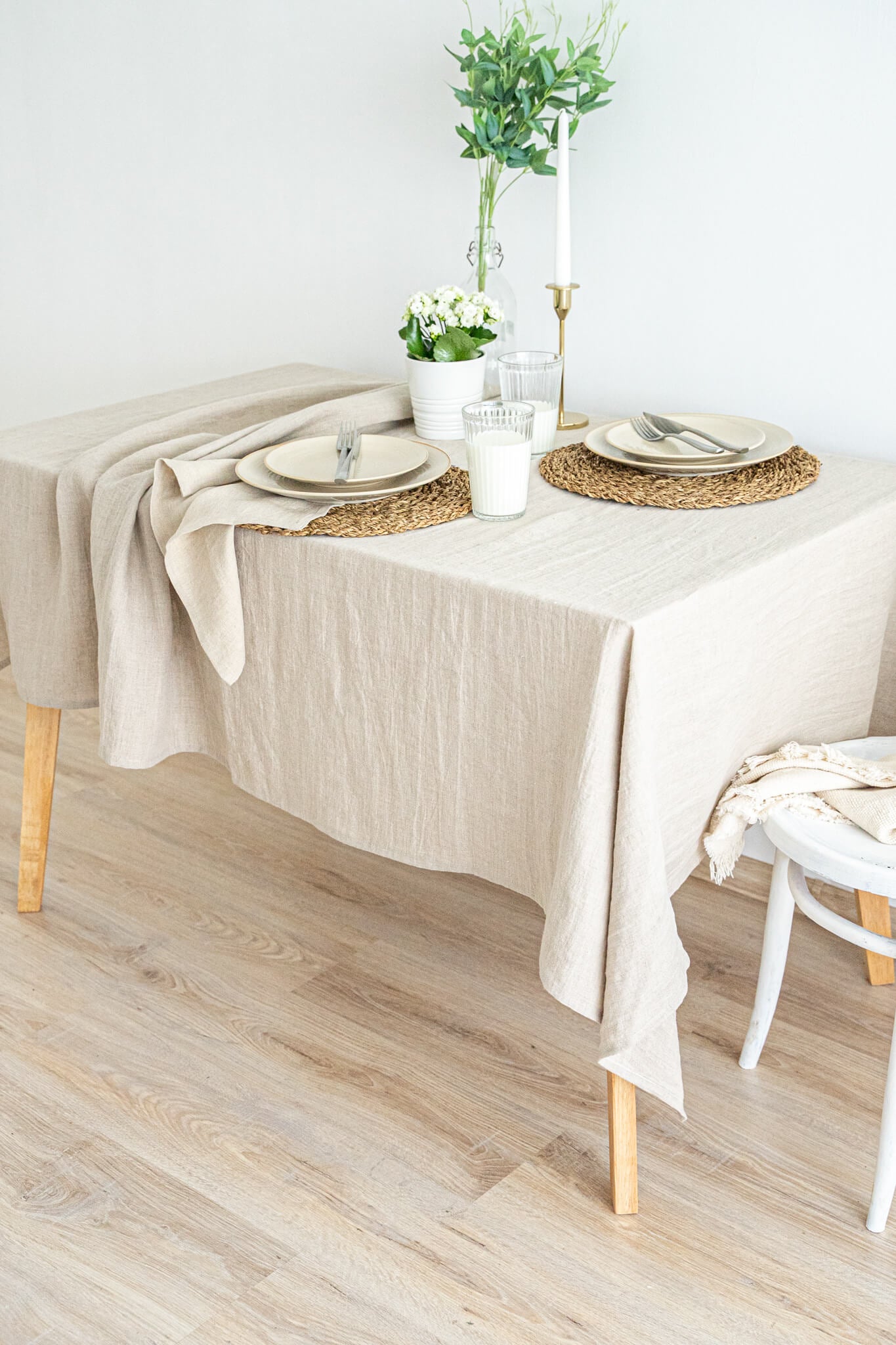 Natural linen tablecloth