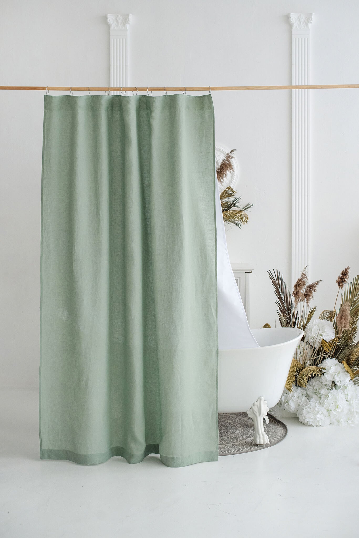 109''/277cm width waterproof linen shower curtain in various colors