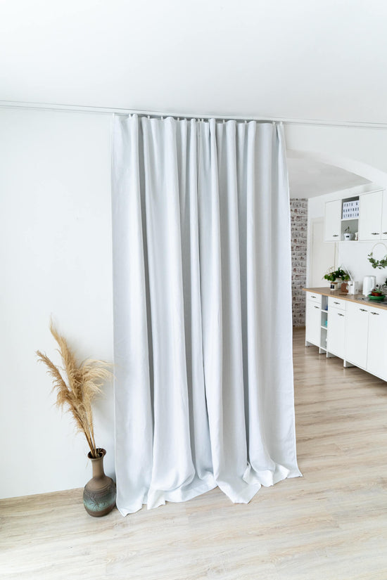 Set of 2 White blackout linen curtain panels (1 pair)