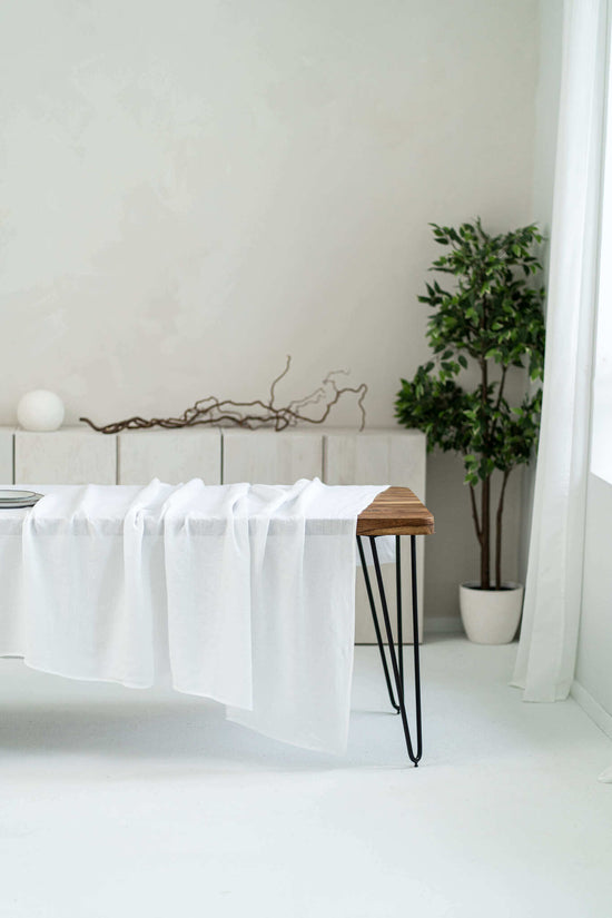 White linen tablecloth