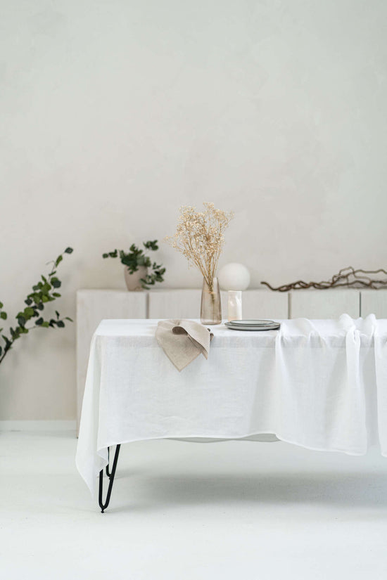 White linen tablecloth