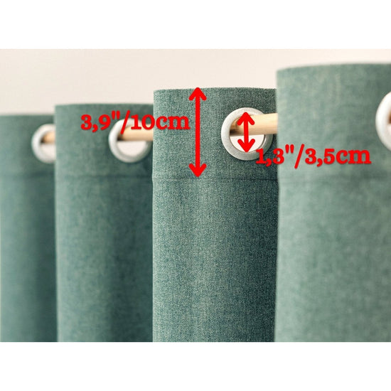 Green waterproof shower curtain panel with grommets for rod